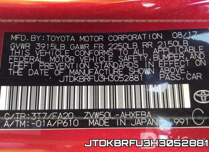 JTDKBRFU3H3052881 фото 10