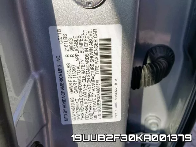 19UUB2F30KA001379 фото 2