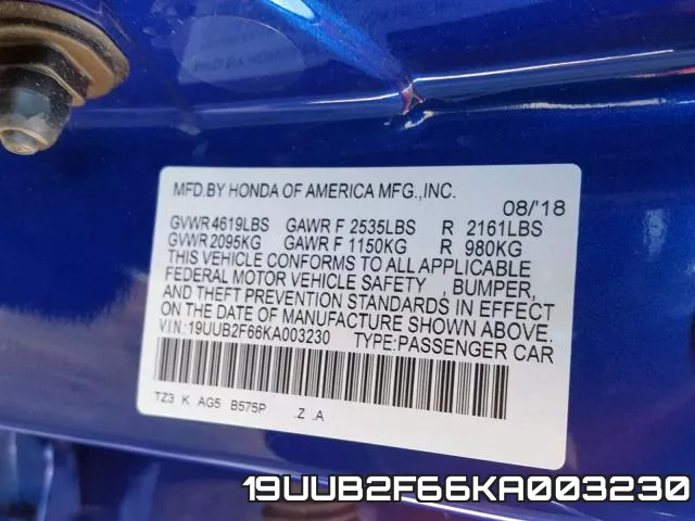 19UUB2F66KA003230 фото 2
