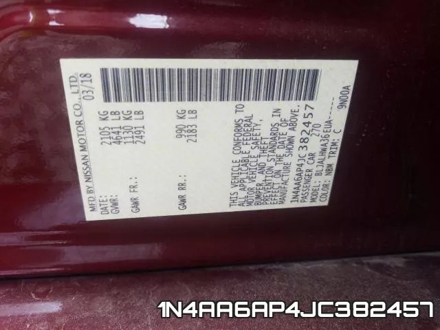 1N4AA6AP4JC382457 фото 2