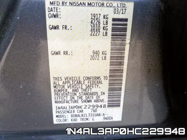1N4AL3AP0HC229948 фото 2