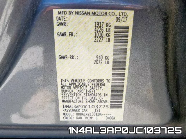 1N4AL3AP0JC103725 фото 2