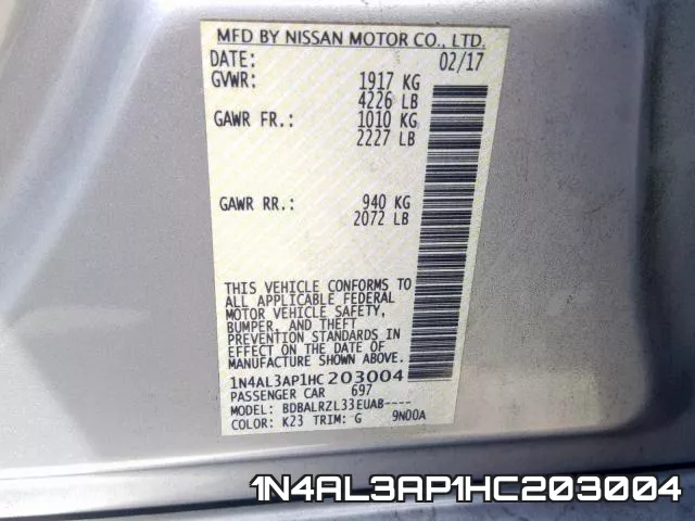 1N4AL3AP1HC203004 фото 2