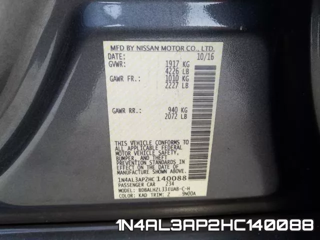 1N4AL3AP2HC140088 фото 2