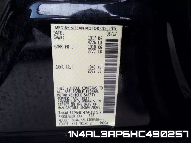 1N4AL3AP6HC490257 фото 2