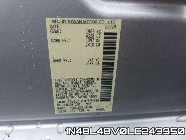 1N4BL4BV0LC243350 фото 2