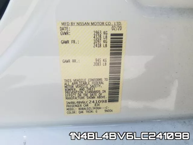 1N4BL4BV6LC241098 фото 2