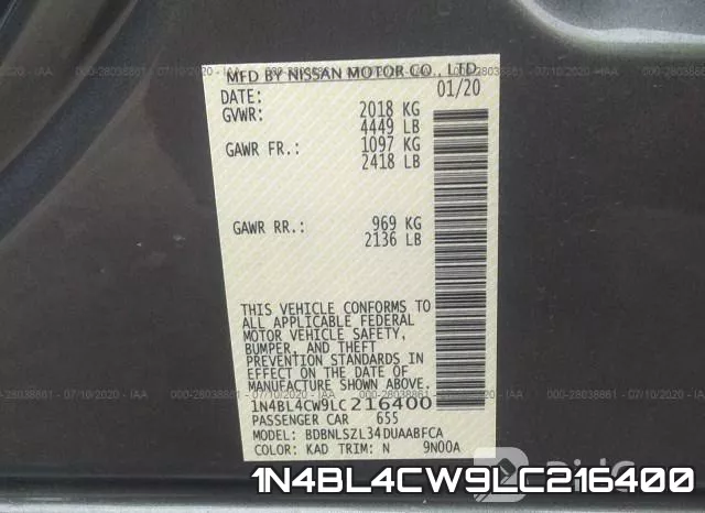 1N4BL4CW9LC216400 фото 10