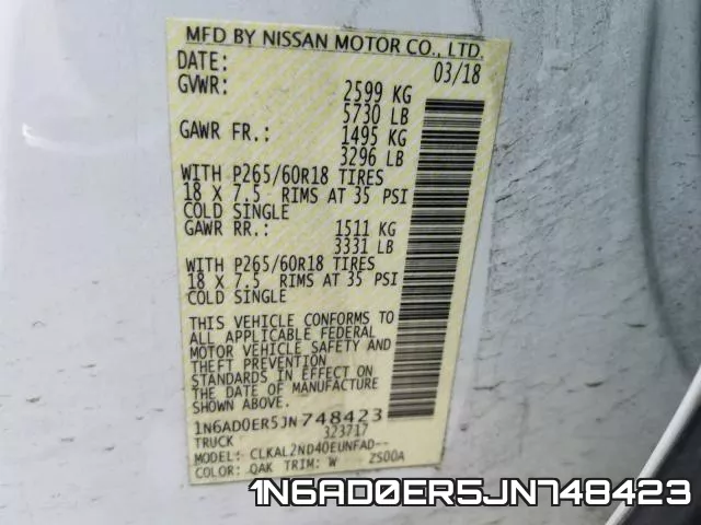 1N6AD0ER5JN748423 фото 2