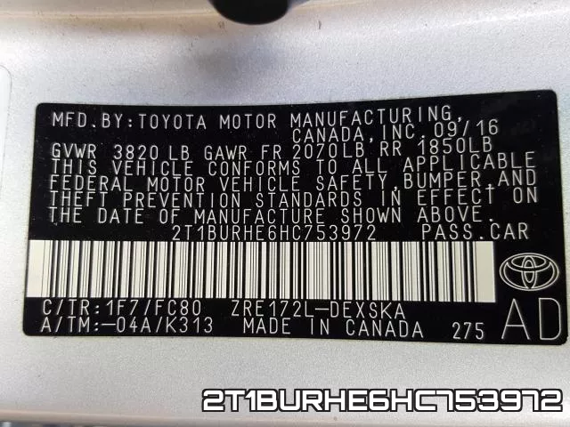 2T1BURHE6HC753972 фото 2