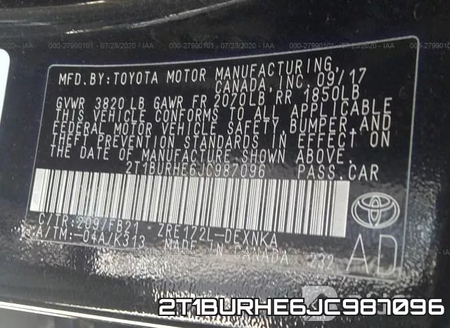 2T1BURHE6JC987096 фото 10