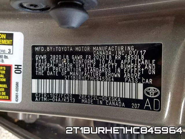 2T1BURHE7HC845964 фото 2
