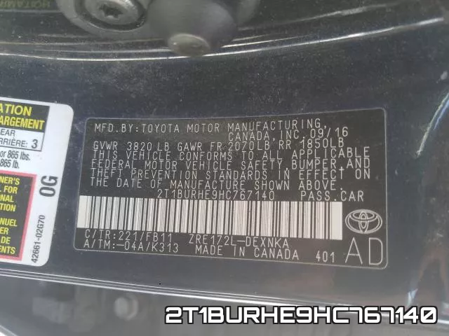 2T1BURHE9HC767140 фото 2
