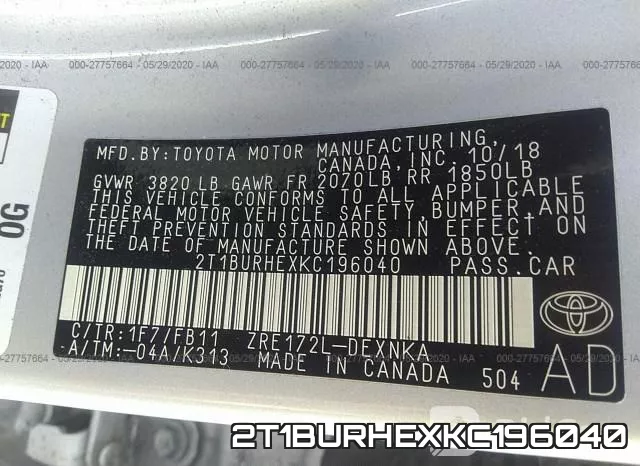 2T1BURHEXKC196040 фото 10