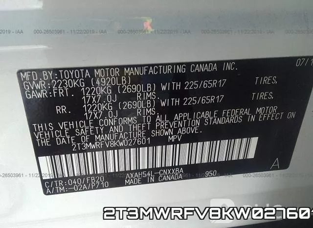 2T3MWRFV8KW027601 фото 9
