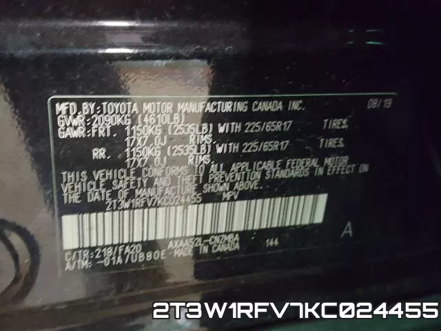 2T3W1RFV7KC024455 фото 2
