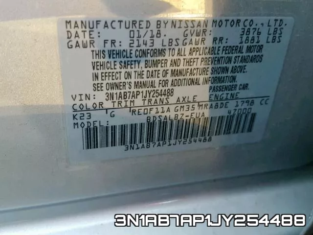 3N1AB7AP1JY254488 фото 2