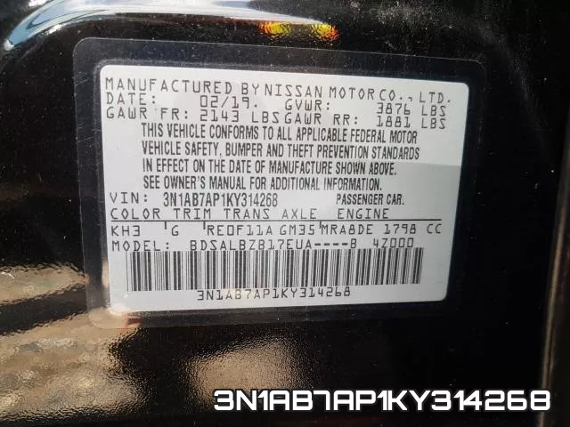 3N1AB7AP1KY314268 фото 2