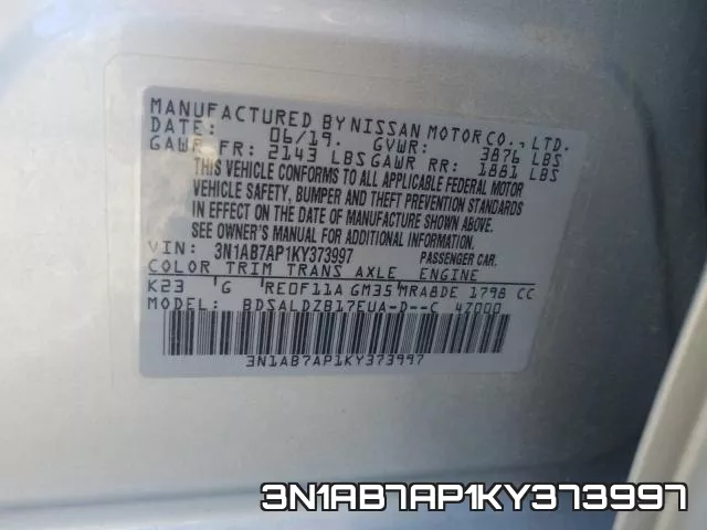 3N1AB7AP1KY373997 фото 2