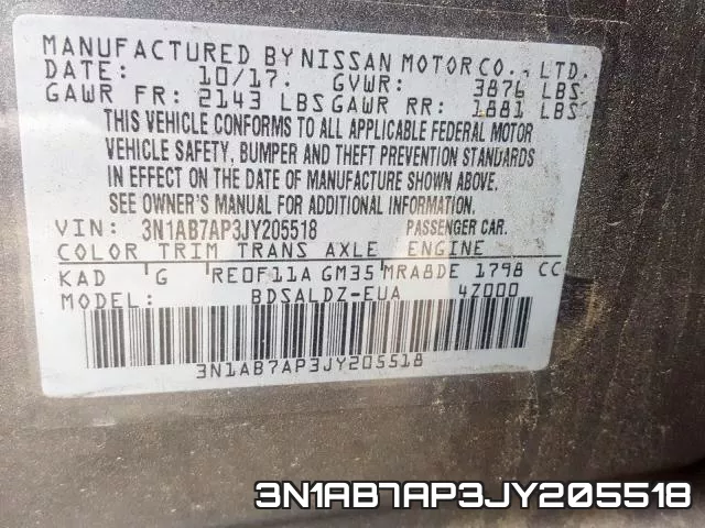 3N1AB7AP3JY205518 фото 2