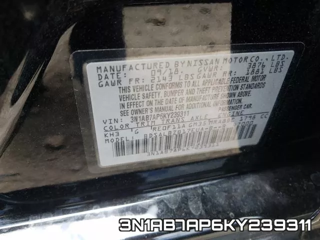 3N1AB7AP6KY239311 фото 2
