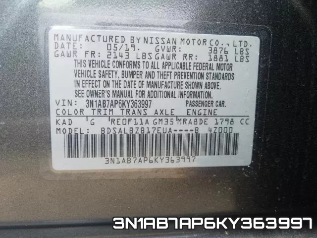 3N1AB7AP6KY363997 фото 2