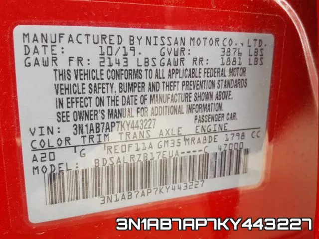 3N1AB7AP7KY443227 фото 2