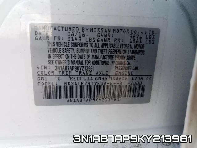 3N1AB7AP9KY213981 фото 2