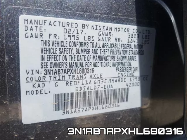 3N1AB7APXHL680316 фото 2