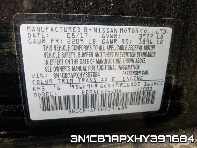 3N1CB7APXHY397684 фото 2
