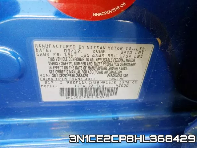 3N1CE2CP8HL368429 фото 2