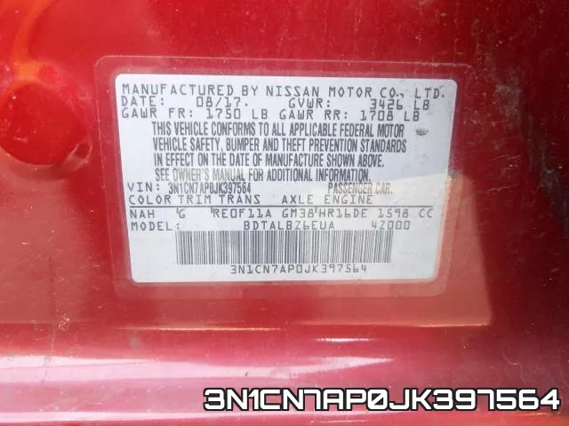 3N1CN7AP0JK397564 фото 2