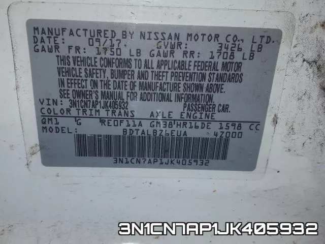 3N1CN7AP1JK405932 фото 2