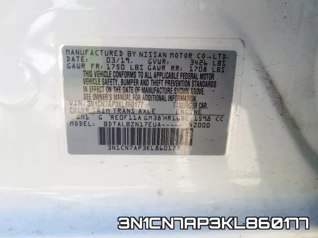 3N1CN7AP3KL860177 фото 2