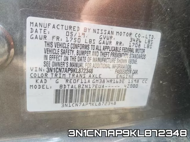 3N1CN7AP9KL872348 фото 2