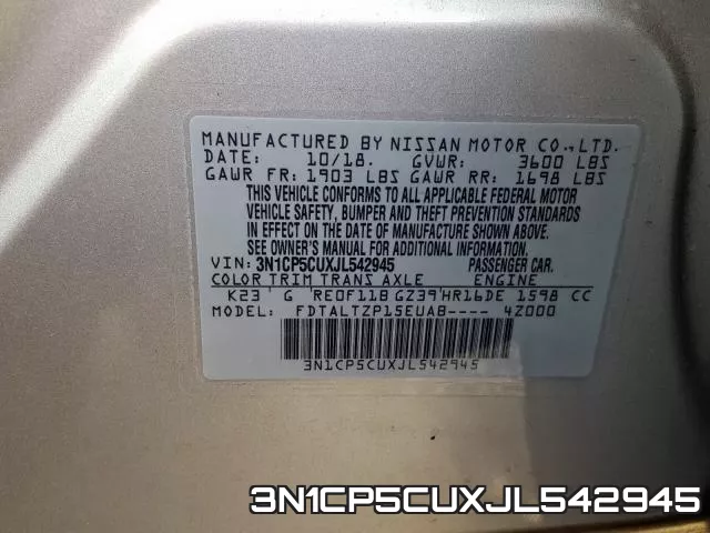 3N1CP5CUXJL542945 фото 2