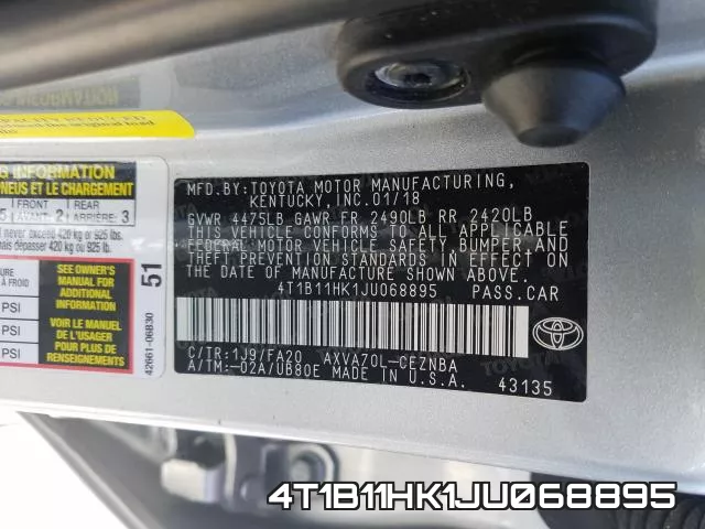 4T1B11HK1JU068895 фото 2