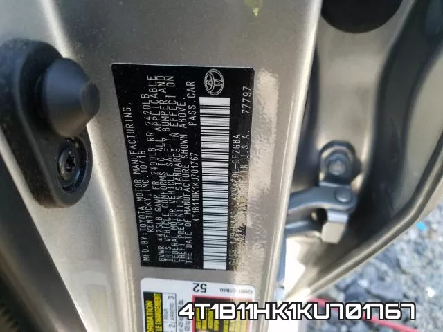 4T1B11HK1KU701767 фото 2