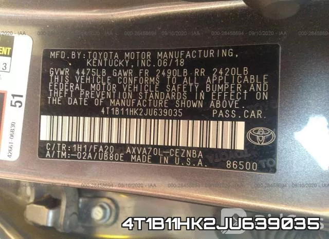 4T1B11HK2JU639035 фото 10