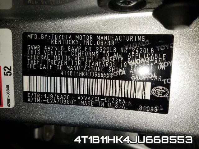4T1B11HK4JU668553 фото 2