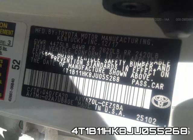 4T1B11HK8JU055268 фото 10