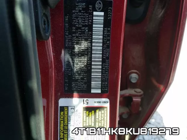 4T1B11HK8KU819279 фото 2