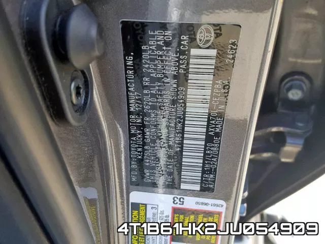 4T1B61HK2JU054909 фото 2