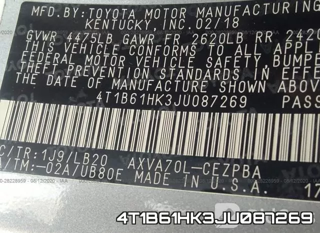 4T1B61HK3JU087269 фото 10