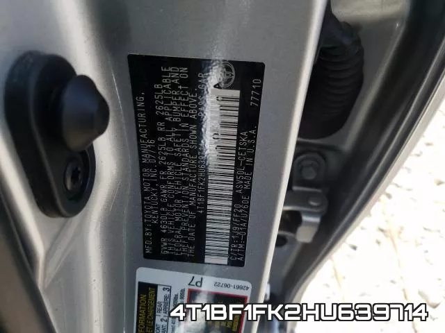 4T1BF1FK2HU639714 фото 2