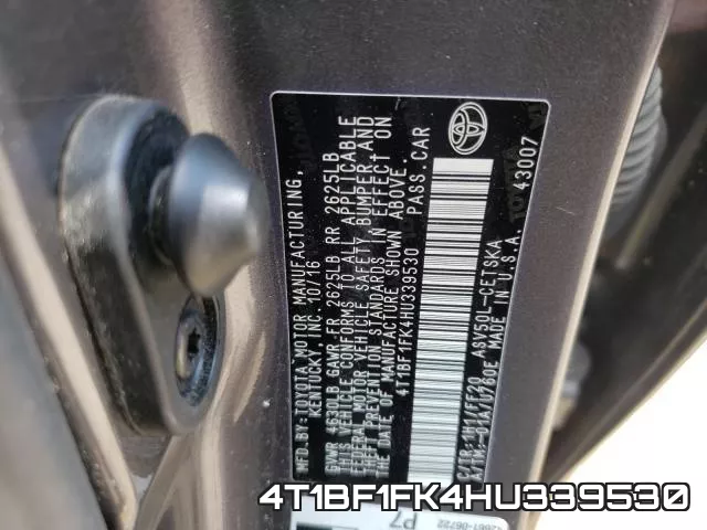 4T1BF1FK4HU339530 фото 2