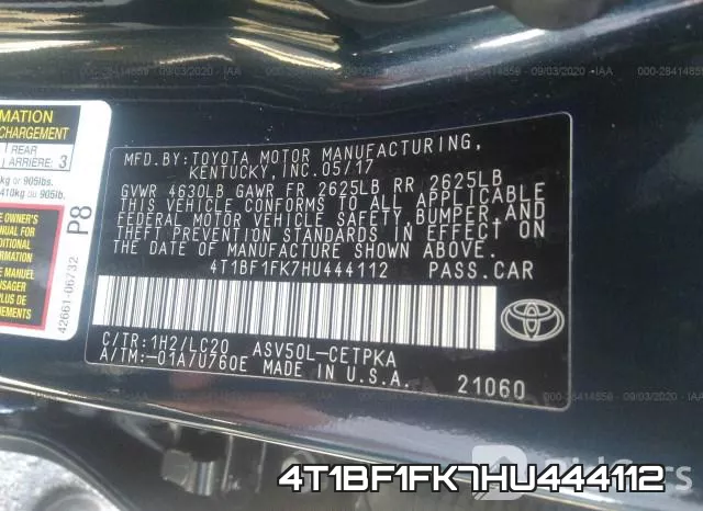 4T1BF1FK7HU444112 фото 10