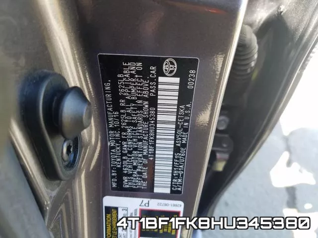 4T1BF1FK8HU345380 фото 2