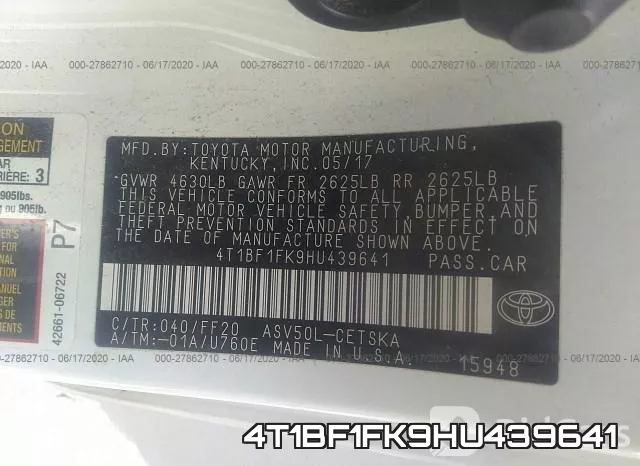 4T1BF1FK9HU439641 фото 10