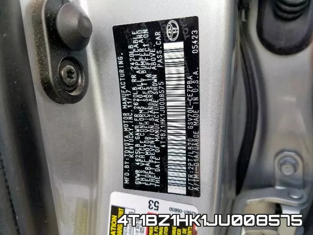 4T1BZ1HK1JU008575 фото 2